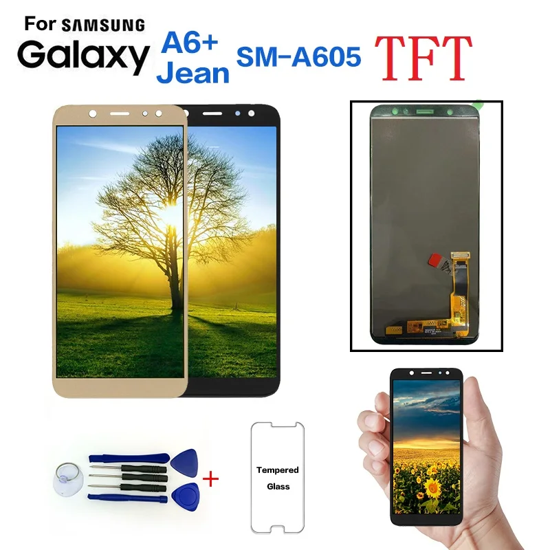 TFT для Samsung Galaxy A6 + A605 SM-A605F дисплей ЖК-экран Замена samsung SM-A605FN A605G A605GN ЖК-дисплей