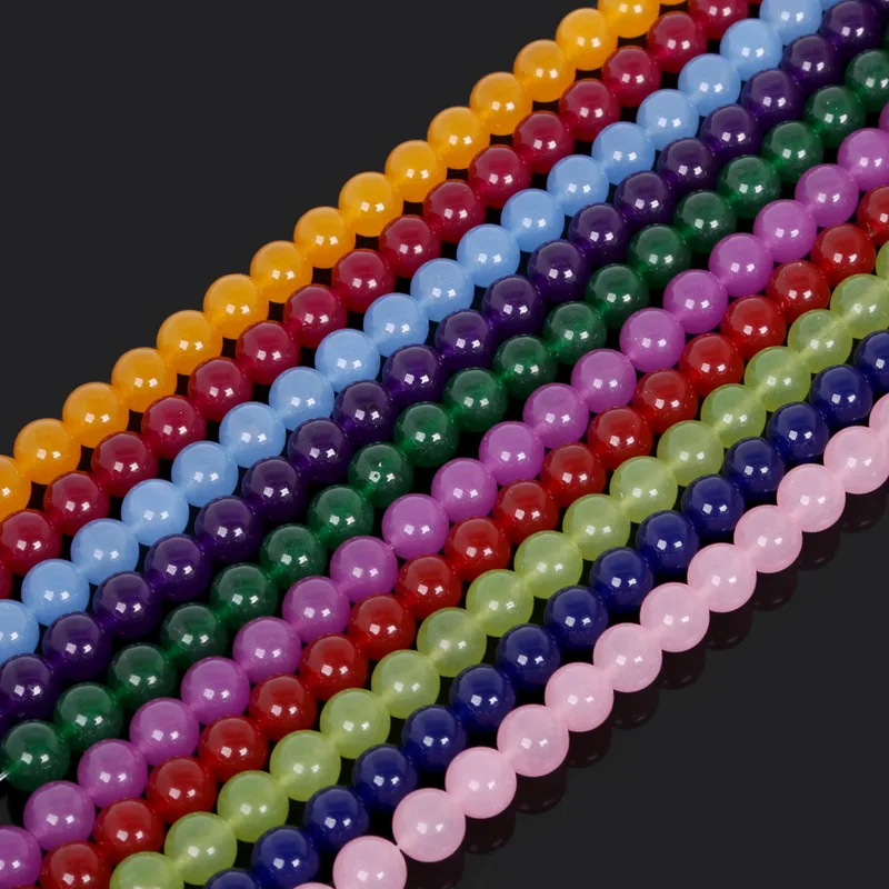 New Fashion 12mm Natural White Stone Beads Green Pink Dyed Loose Spacer