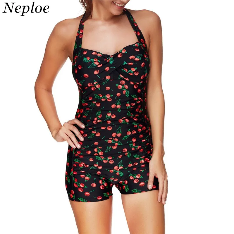 Neploe S 3XL Sexy Cherry Printed Women Bikinis 2018 European Newly One