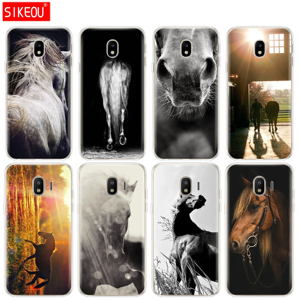 

silicone cover phone case for Samsung Galaxy J3 J5 J7 2017 J330 J530 J730 PRO j2 2018 Sunset and horse