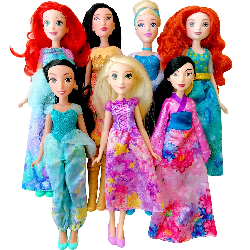 Billige DISNEY Origina Prinzessin Rapunzel Frosch Jasmin Animators Puppe mulan Ariel Merida Cinderella Aurora Belle puppen spielzeug für kinder