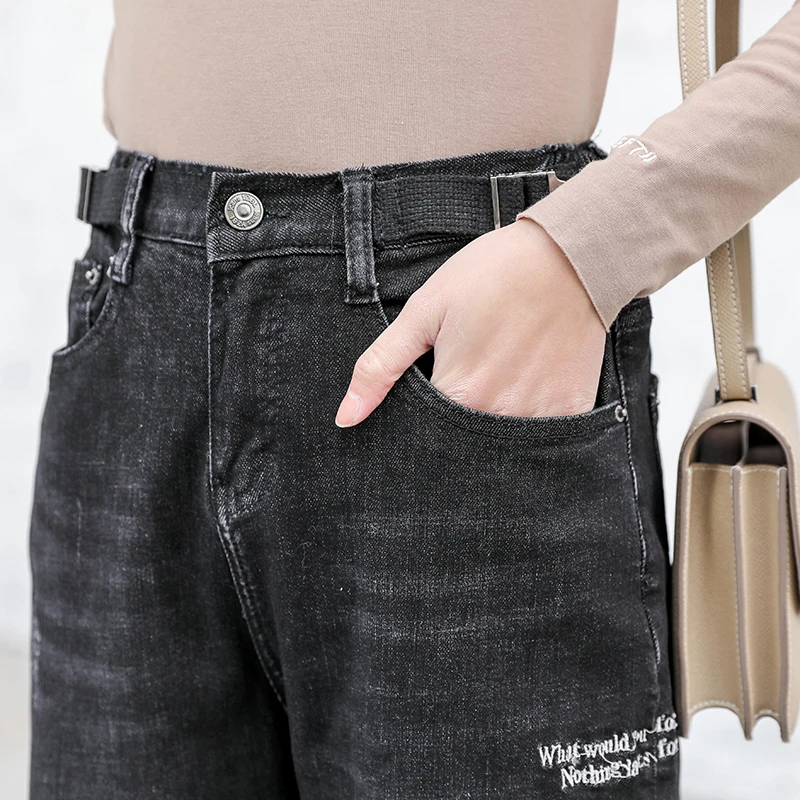 Новинка года; сезон весна; повседневные джинсы для девочек; брюки для папы; женские брюки; облегающие брюки