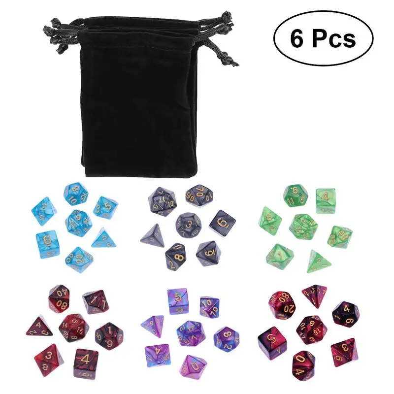 

6 x 7 Sets Digital Dices Polyhedral Dice Acrylic Number Game Dices Set for Dungeons Dragons Party Math Role Table Game Playing