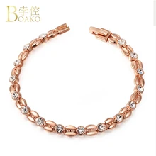 BOAKO австрийский хрусталь браслет из розового золота Цвет инкрустация Цирконий пшеница-образный Браслеты и браслеты ювелирные браслеты Z4