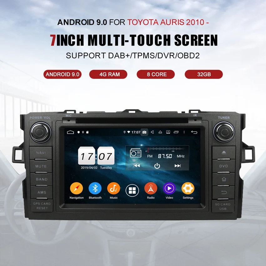 Flash Deal KANOR 4+32G Octa Core Android 9.0 2din car radio For Toyota Auris With GPS Navigation DVD Bluetooth SWC Audio Car Multimedia 3