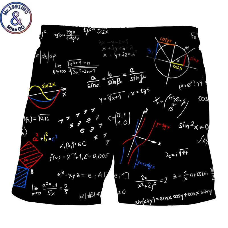 Mr.1991INC модные Для мужчин летний 3D шорты с принтом Творческий формулы Мужские Шорты для купания пляжные шорты в повседневном стиле Короткие штаны брюки мужские
