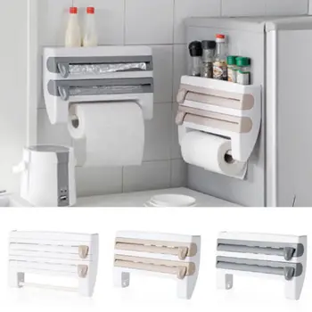 

Home Wall Mounted Plastic Rack Storage Dispenser Kitchen Foil Cling Film Towel Roll Holder