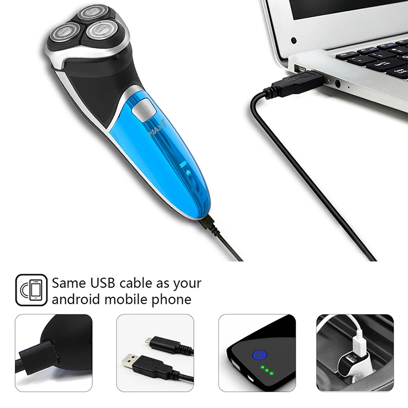 

MAX-T RMS6101 Electric Shaver USB Charge for Men Washable Rechargeable Electric Triple Blade Shaving Beard Machine Face Care