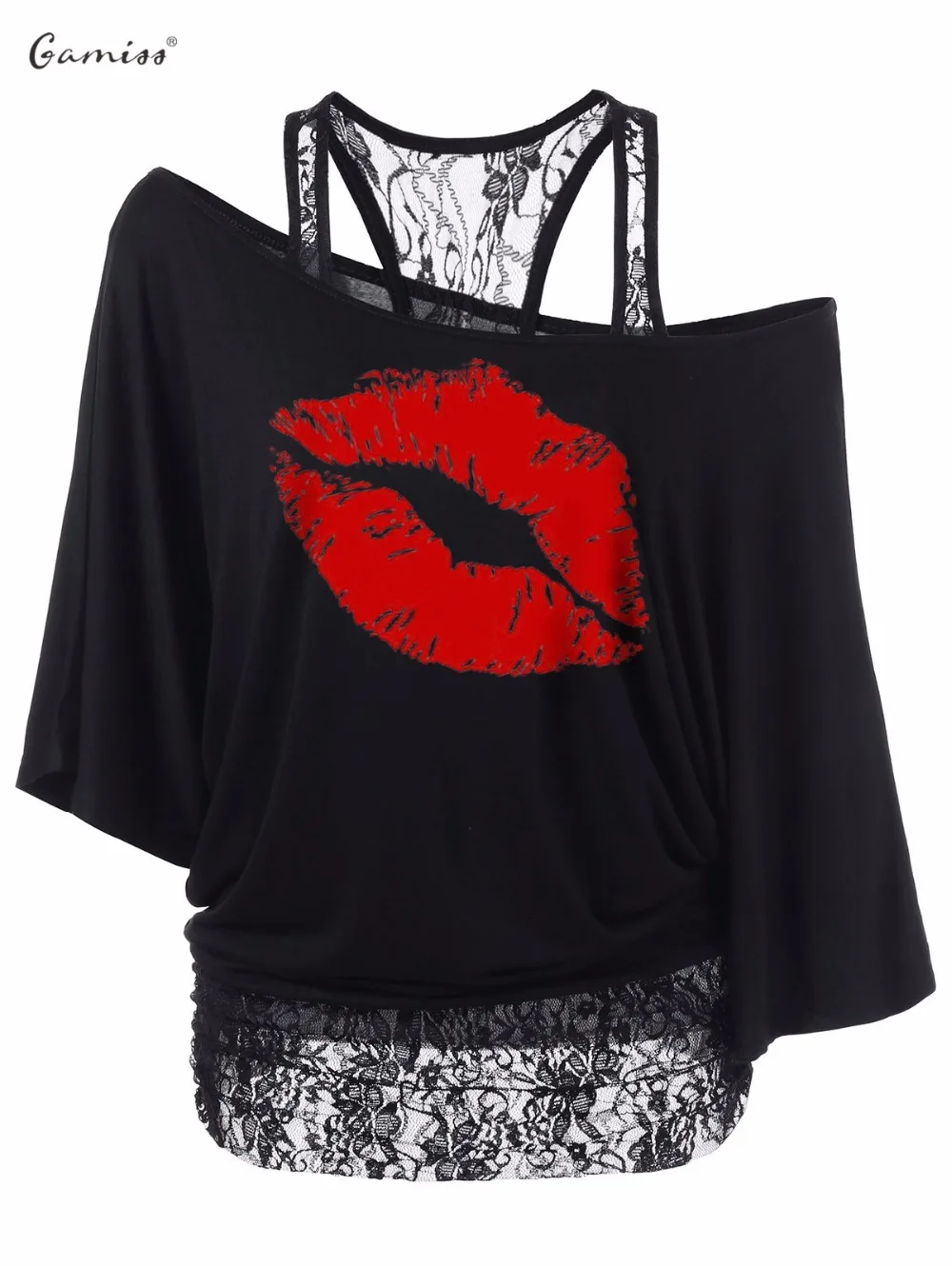 large size printed lace t shirt