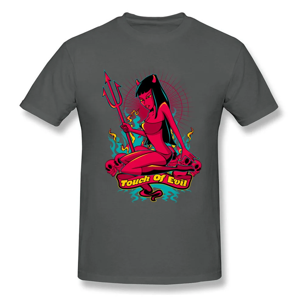 Personalized T-Shirt Gift Short Sleeve Rife Round Collar All Cotton Tops Shirts Casual Tee-Shirts for Boys VALENTINE DAY Devil Pin Up Girl Touch of evil carbon