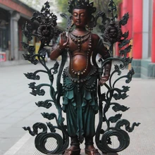 Bi001399 Тибет Буддизм Медь Бронза цветок лотоса Белая Тара Кван-Инь Гуаньинь Будды