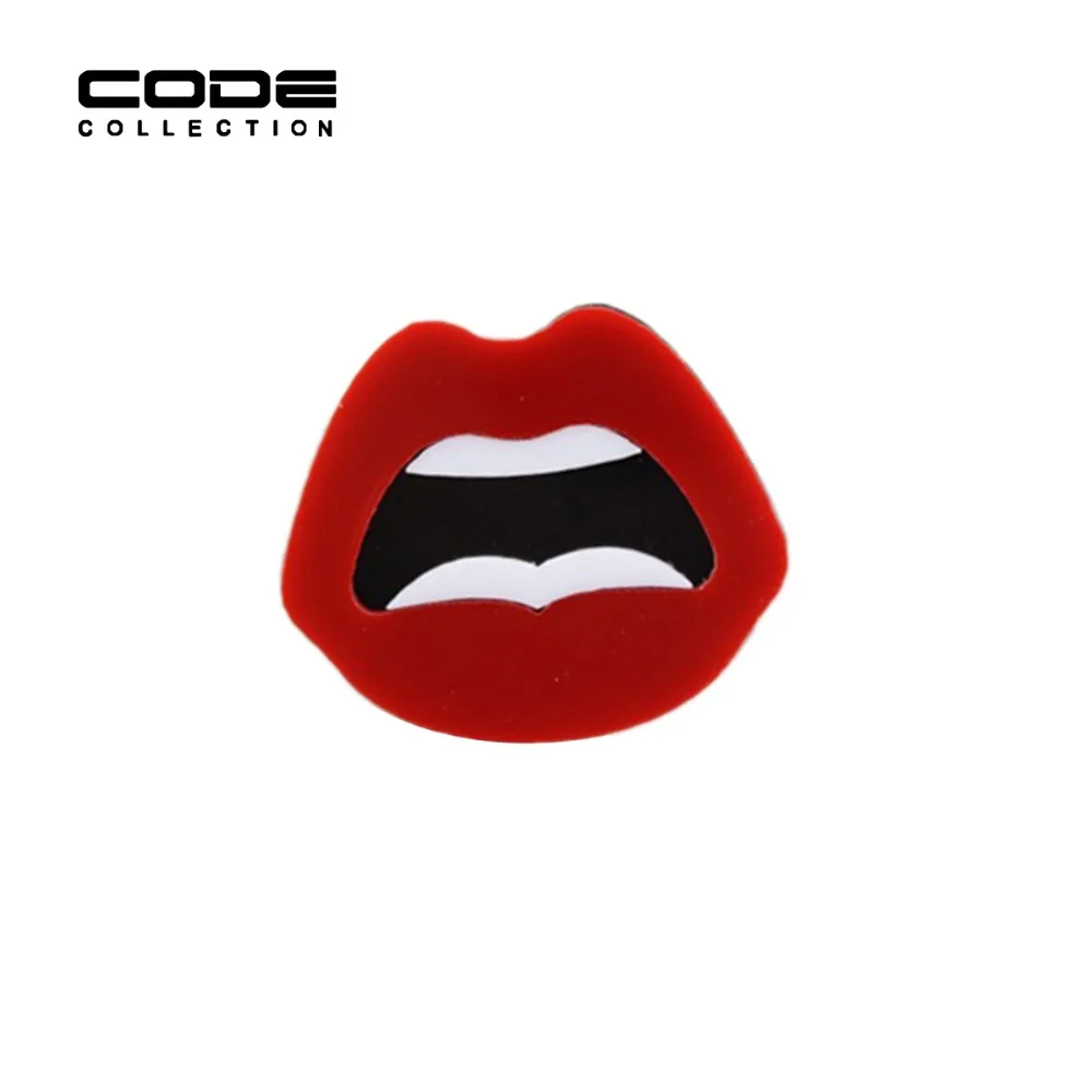 Модные Акриловые броши 2 шт./компл. для женщин и мужчин значки красные губы помады