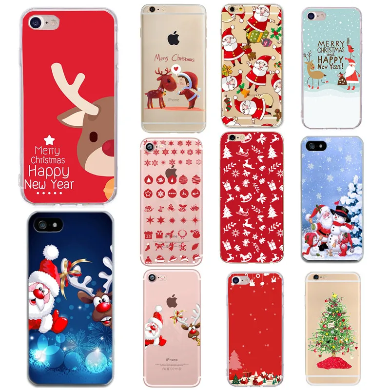 Зимний чехол для телефона iPhone 6 6s милый Санта Клаус Модный мягкий из ТПУ 7 8 Plus X 5