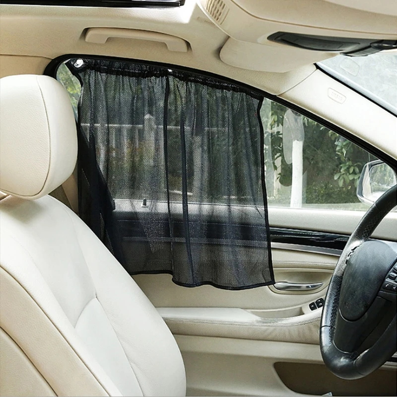 

2Pcs Car Curtain Side Window Car Sun Shade Curtain Windshield Mesh Curtain Blind 42cmx 72cm