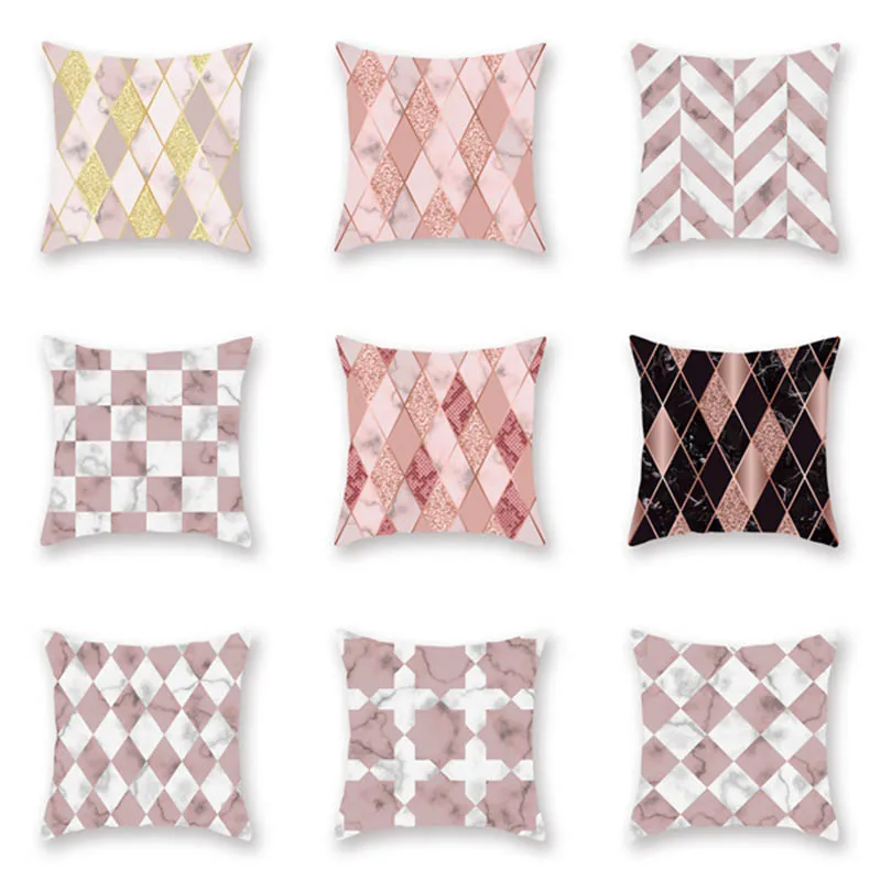 

2019 new sales printing polyester marble geometric pillowcase home decoration sofa pillow car cushion cover bed pillowcover