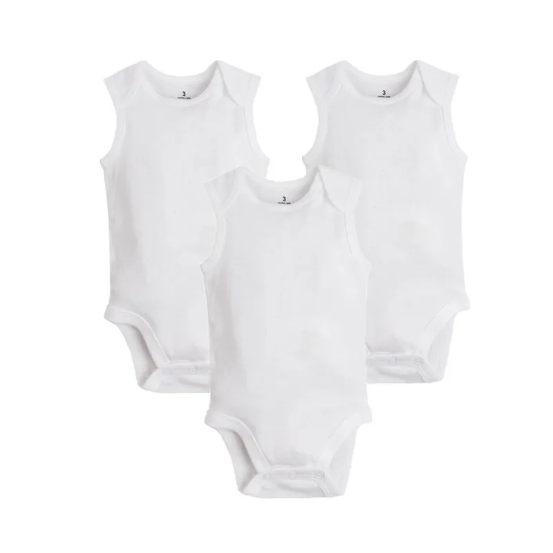 Macacões do Bebê Roupas da Menina do Bebê Corpo para Bebês Lote Verão Puro Algodão Branco Macio Recém-nascido um Pedaço 3 Pçs – 2020