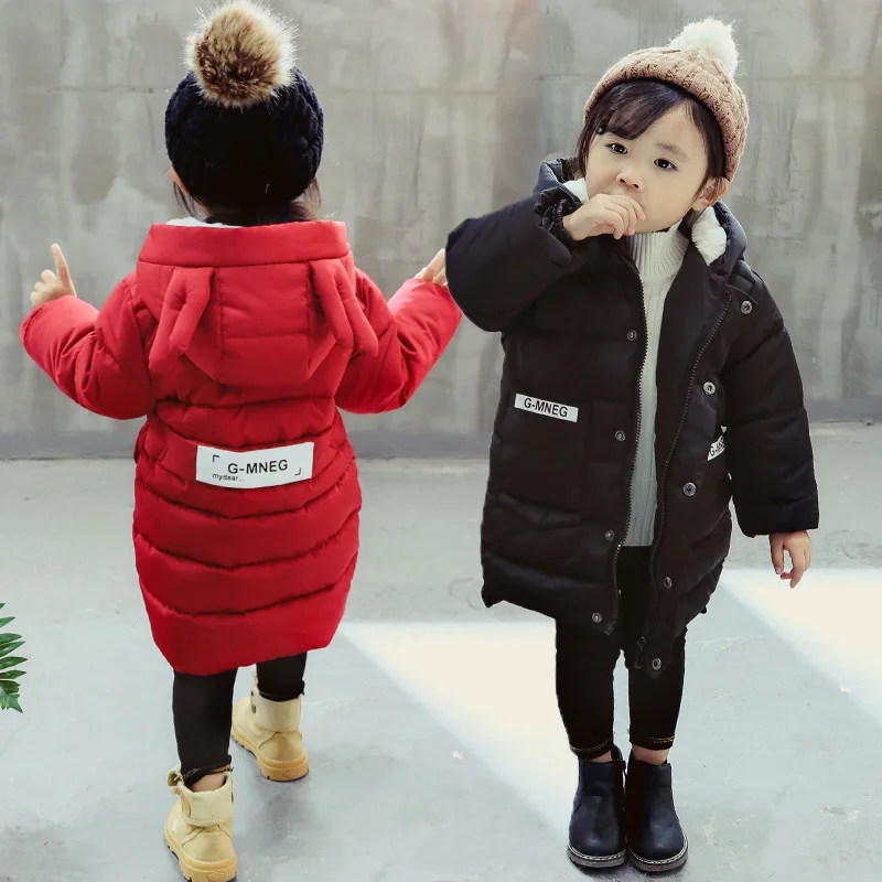 

Winter Girls Long jacket Thick warm Cotton Clothing antler Hooded Children Coat Baby Boys overcoat Kids Parka