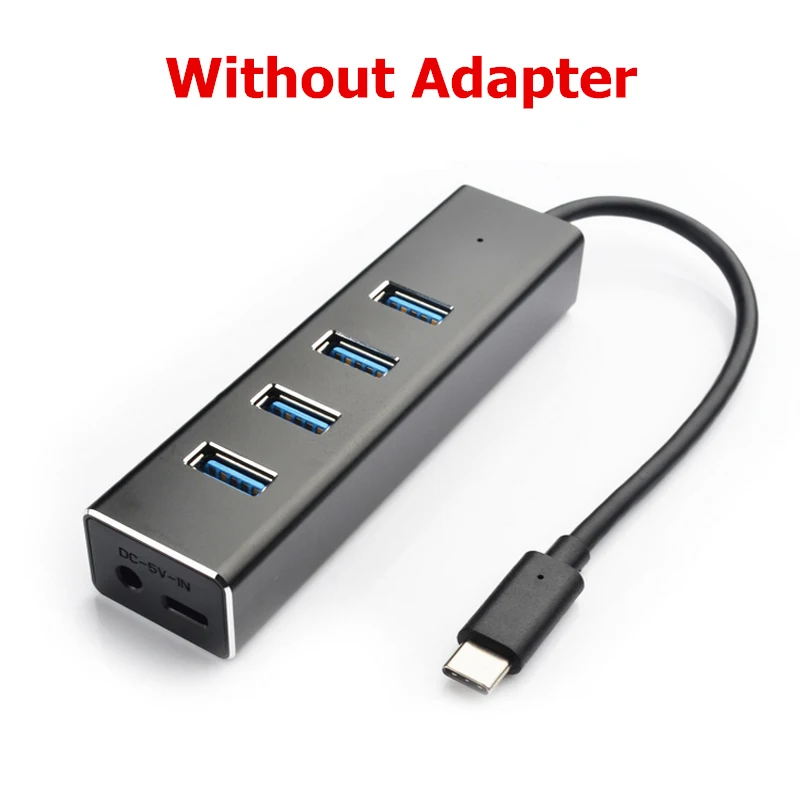 Алюминиевый USB концентратор type-C до 4 USB концентратор 3,0 расширитель Портативный 4 порта USB 3,0 концентратор с двойным портом питания для