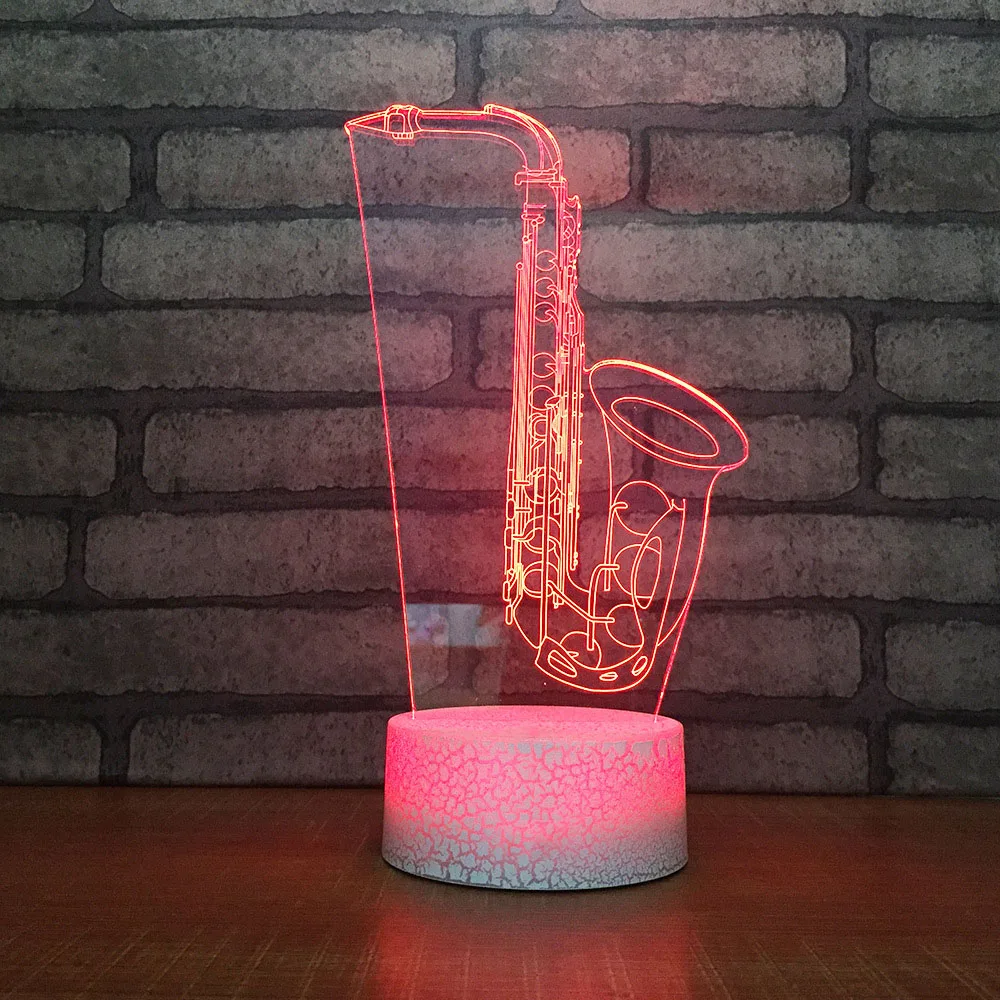 Novelty 3D Usb Visual Colorful Kids Gifts Led Saxophone Modelling