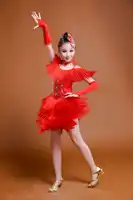 Latin Dance Skirt For Girls 2017 New Children Rumba Samba Competition Dancing Clothes High Quality Tassel Latin Dress