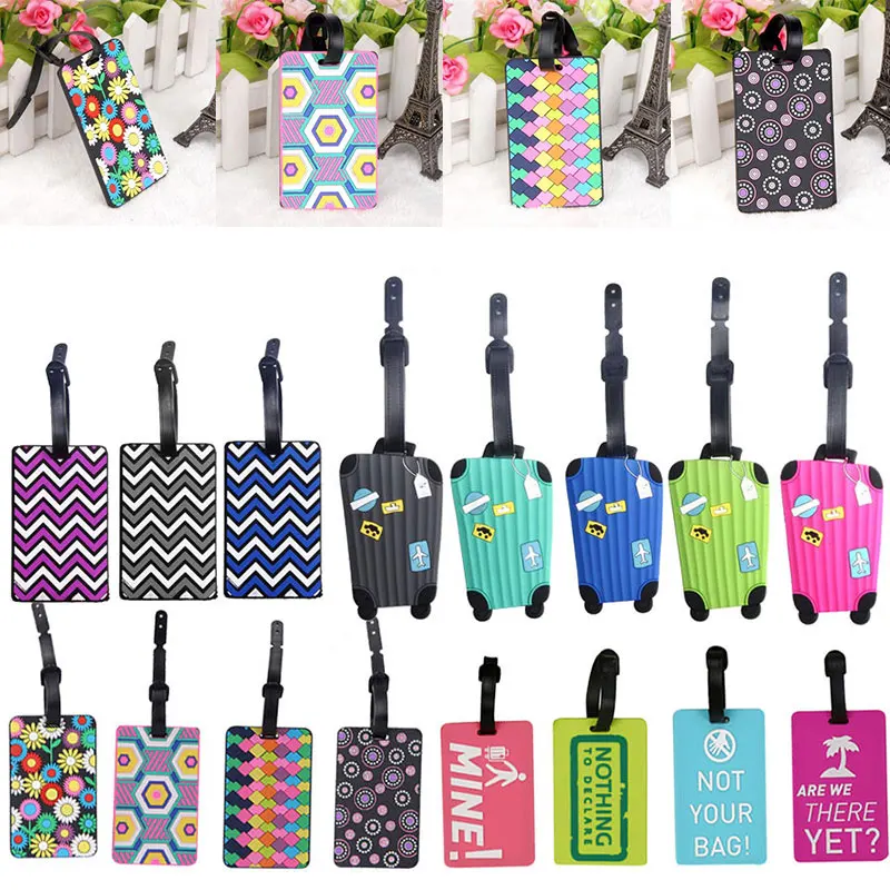 

Travel Luggage Label Straps Suitcase Name ID Address Tag Accessories PVC Rubber Funny Luggage Notice Bags Business Tags