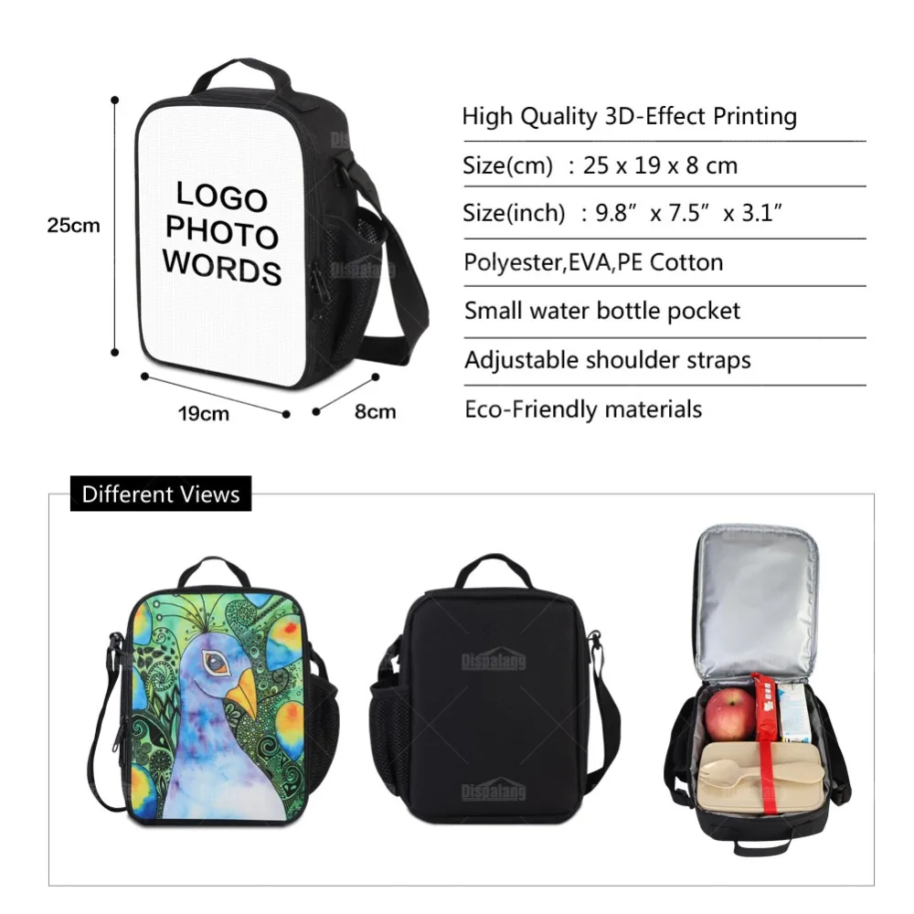 

Dispalang Lunch Bags for Children Customized Patterns on Cooler Box Various Kinds of Bag for Men Girls Purse Travel Accessories