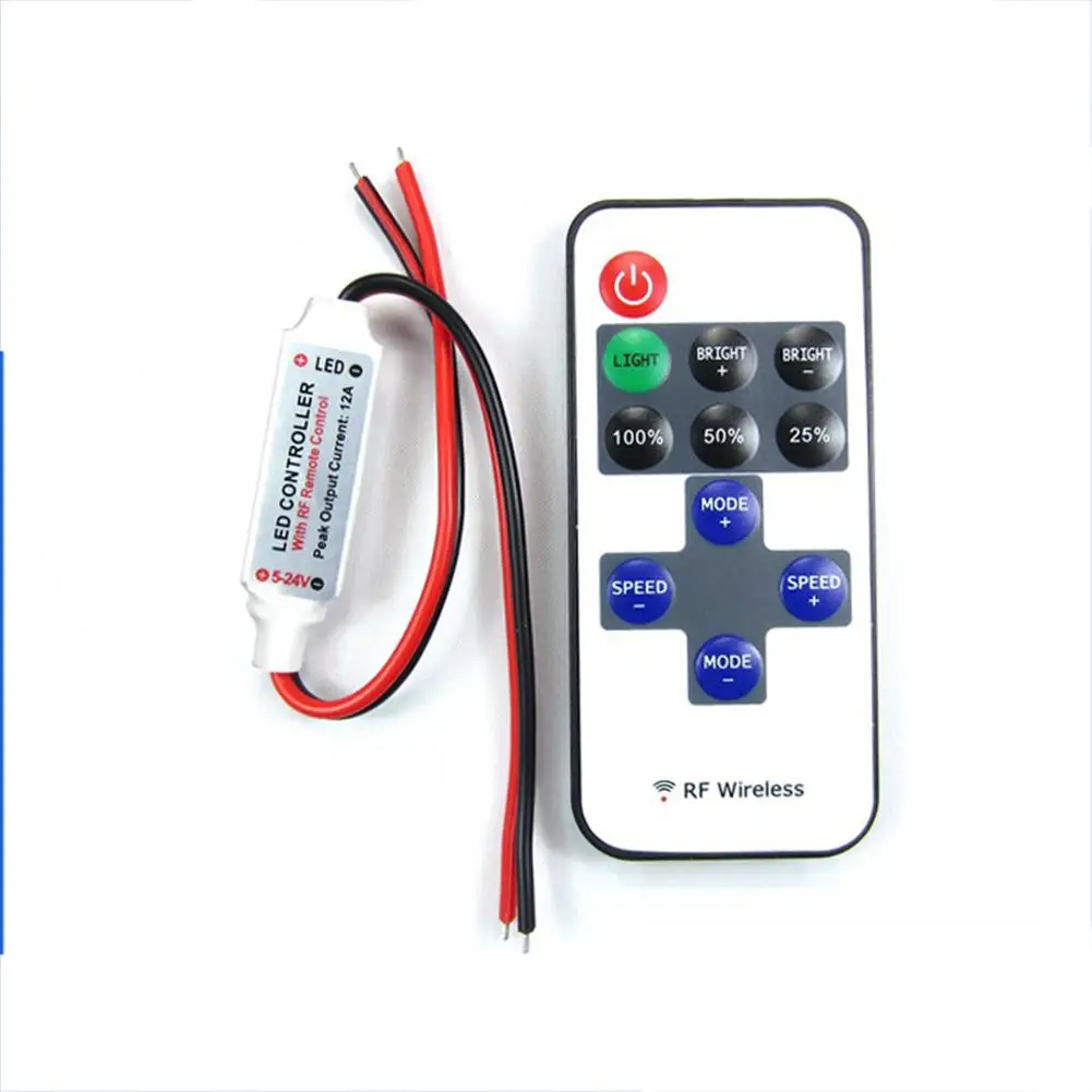 1 комплект 12 в 10 клавиш RF беспроводной одноцветный светодиодный затемнитель с пультом дистанционного управления для SMD 5050 2835 3014 5630 Светодиодные полосы света - Цвет: 5-24V