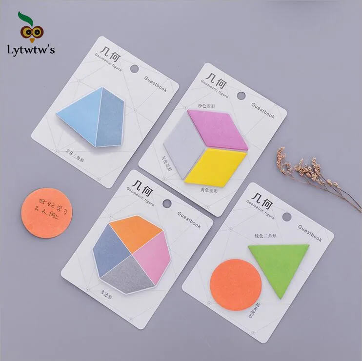 

5 Piece Lytwtw's New Korean DIY Kawaii Geometric Sticky Notes Creative Post Notepad Filofax Memo Pads Office School Stationery