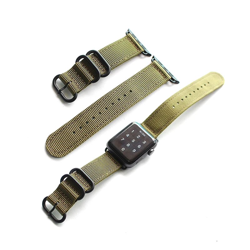 Мягкий Тканый нейлоновый ремешок для Apple Watch, 42 мм, 38 мм, серия 3, 2, 1, Iwatch, индивидуальный тканый ремешок, браслет с 3 металлическими кругами