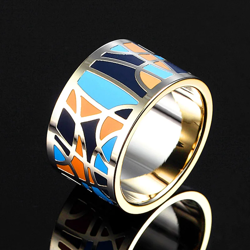 

Luxury Brand Stainless Steel Rings for Women Wedding Jewelry Colorful Design Enamel Anel Aneis Jewelry Rings Trendy Anniversary
