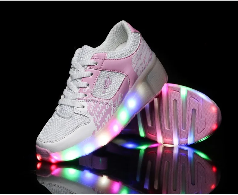 Eur27-37 Heelys Jazzy Junior Girls&boys LED Light Heelys Roller Skate Shoes for Children&kids Sneakers with Wheels Shoes