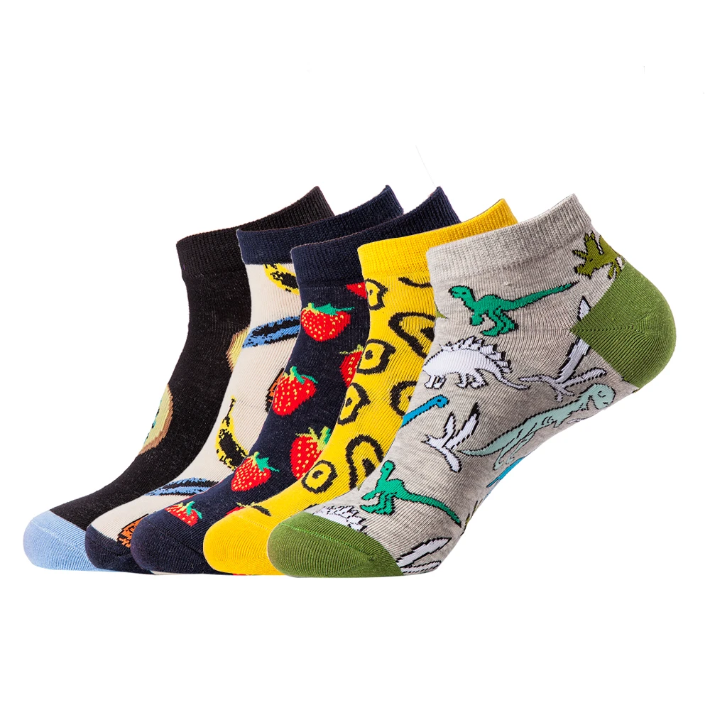 

6 Styles Women Boat Socks Cotton Colorful Strawberry Banana Ankle Socks Dinosaur Socks Novelty Casual Socks Christmas Gift