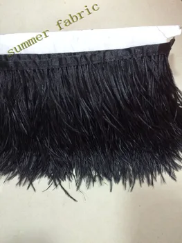 

Free Shipping 10 yards black ostrich feather fringe 11-13cm ostrich feather trim costume crafts decor design fether trim decor