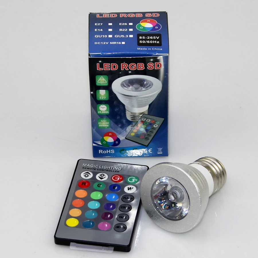 3 шт./лот Вт E27/E14/GU10/GU5.3/MR16 RGB RGBW Светодиодная лампа с точечным освещением 85 265 в для