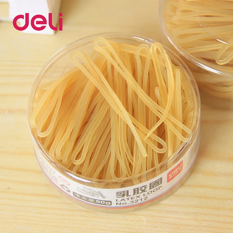 

Deli Latex Loop 1 Pack * 50g Transparent Yellow Rubber Bands Strong Elastic Bands Hair Loop School Office Stationary 3212