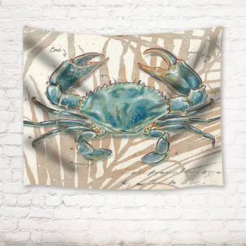 

American Blue Crab Tapestry Wall Art Hanging for Bedroom Living Room Dorm Wall Blankets, Blue