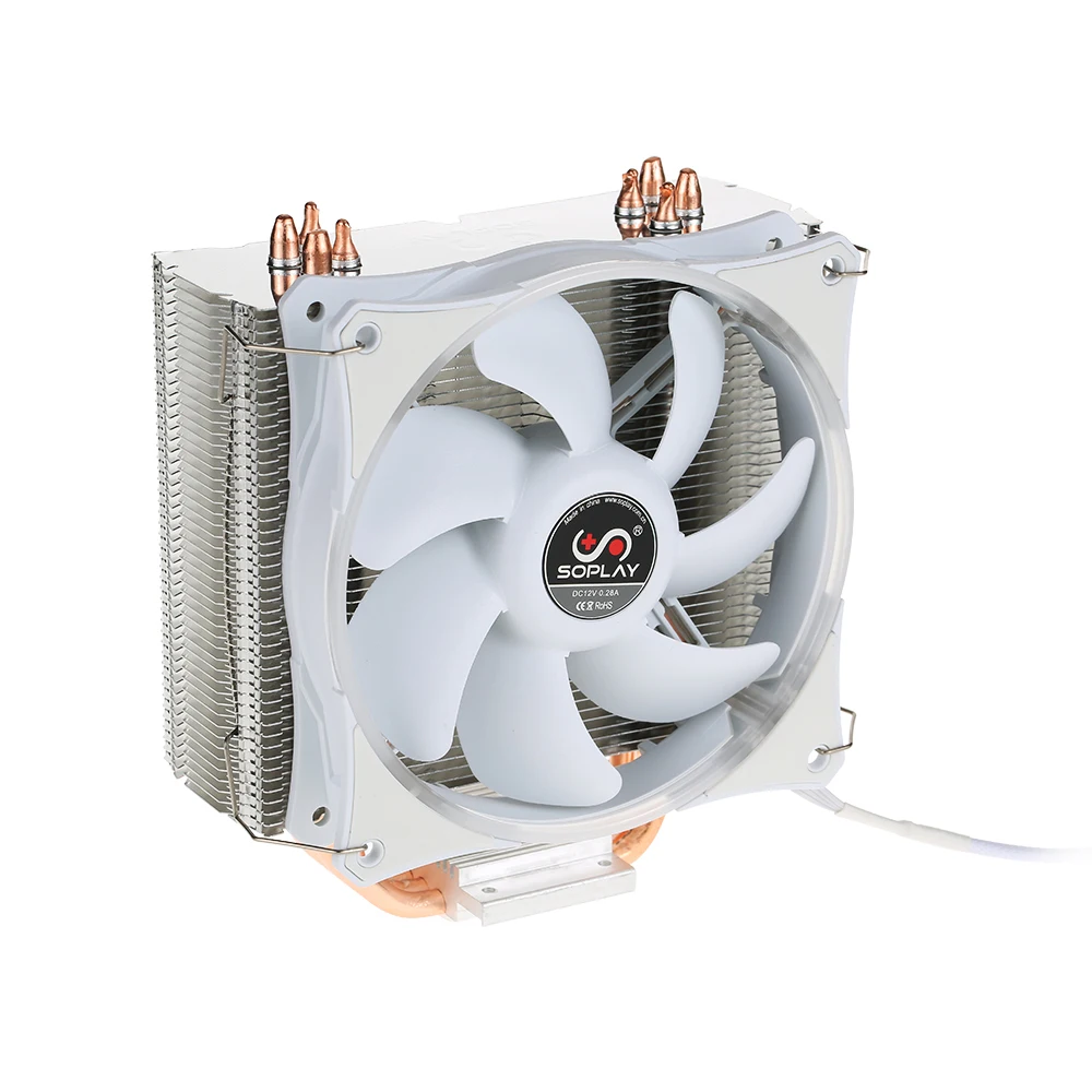 SOPLAY cpu Cooler 4 тепловые трубки 4pin 12 см светодиодный вентилятор ПК компьютер для Intel LGA 115X AMD все серии охлаждения процессора радиатор вентилятор