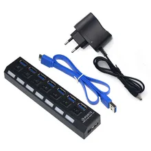 7 портов USB 3,0 концентратор Скорость с адаптером питания для ПК LapNotebook EU