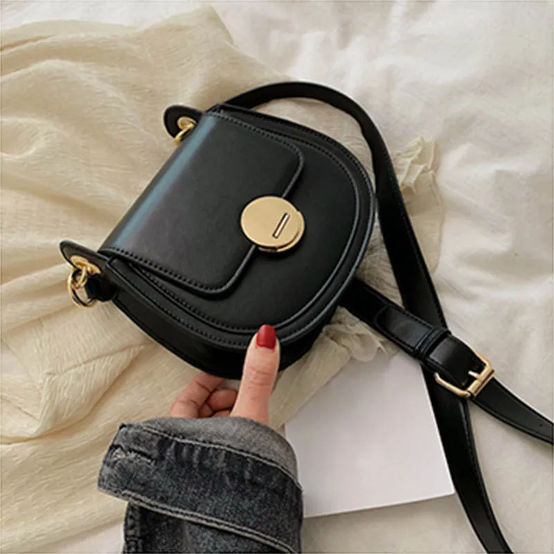 Женская контрастная Повседневная Маленькая седельная сумка, модная дикая сумка через плечо, Женская Высококачественная дизайнерская сумка через плечо - Цвет: BK