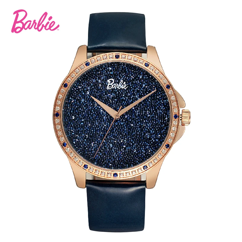 Barbie Limited Women Watches Wristwatch Blue Leather Strap Luxury Clock
