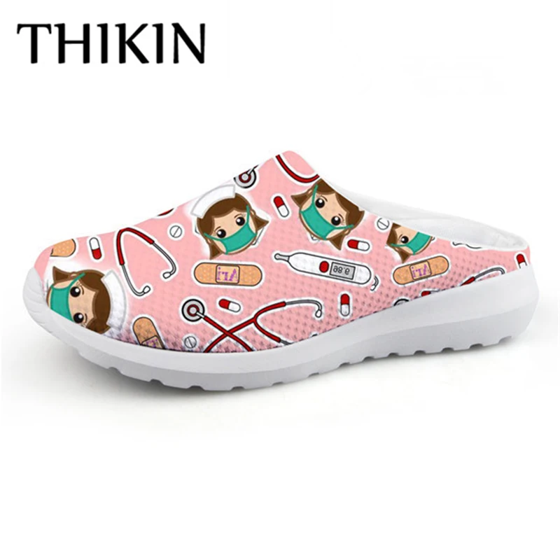 

THIKIN Brand Women Sandals Nurse Printing Shoes Comfortable Flats Ladies Shoes Summer Walking Shoes for Outdoor G