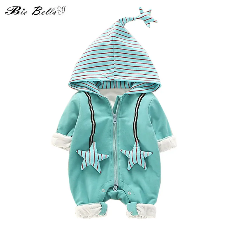 

Newborn Think Baby Rompers Winter Autumn Hooded Jumpsuit Cartoon Boy Girl Causal Think Infant Clothes Rompers Kids Outfits 0-18M