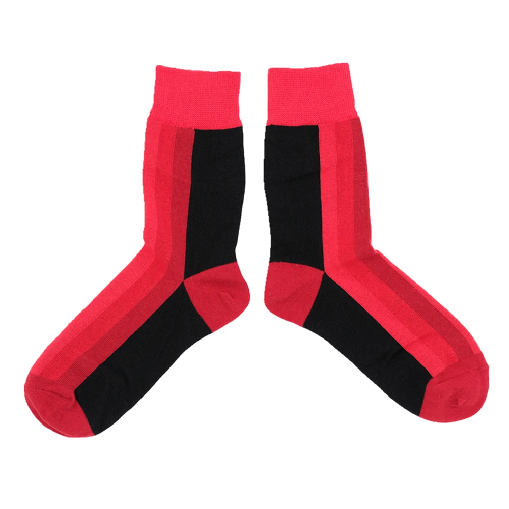 

Women's spring autumn cotton crew socks fashion street trend red and black stitching color casual wild funny happy Girl's socks