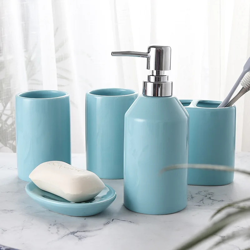 B2ocled ванная комната керамика 5 шт наборы для мытья зубных щеток Держатель Зубная чашка Мыльница дезинфицирующее средство для рук Бутылка для лосьона диспенсер для мыла