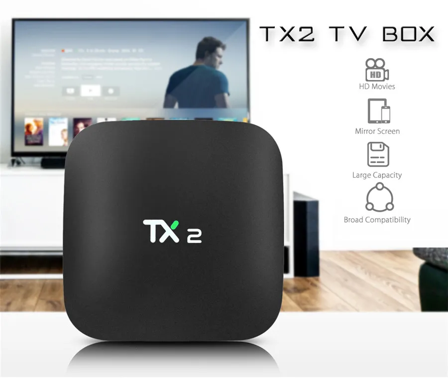 TX2 R2 RK3229 четырехъядерный 2G 16G Смарт ТВ приставка Android 6,0 H.265 4K DLNA Bluetooth 2,1 4K медиаплеер