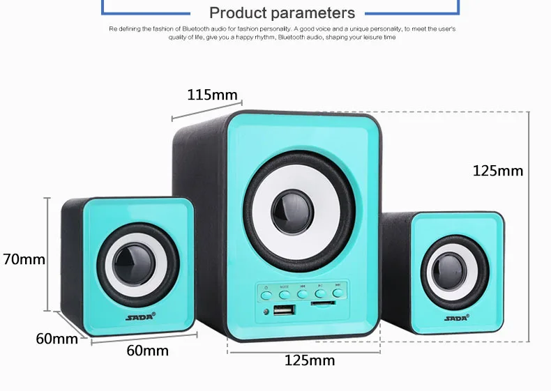 SADA D-230 Bluetooth мини 3D объемный супер бас ПК USB беспроводной Смартфон компьютерные колонки Поддержка TF карта USB диск