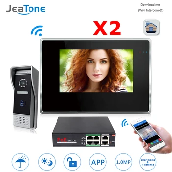

JeaTone 7 inch 720P WiFi IP video doorphone for villa 1 to 2 Home Access Control Intercom System Android IOS App Remote Unlock