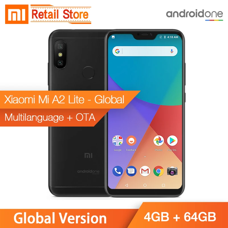 В наличии глобальная версия Xiaomi Mi A2 Lite 4 Гб 64 5 84 дюйма полный экран Snapdragon 625 Android One