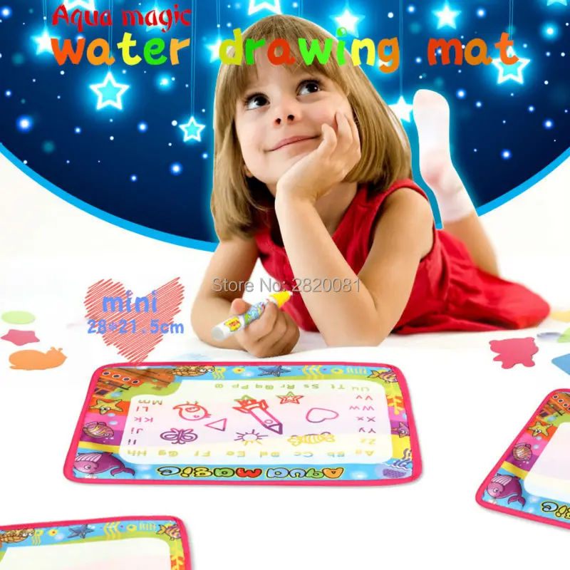 

28x22cm Rainbow Water Drawing Mat & 1 Pens Water Doodle Mat Coloring Books Water Painting Rug Xmas gift for kids