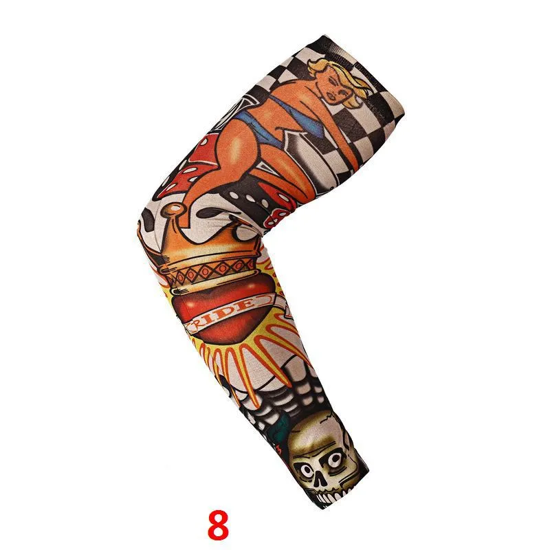 

Quick Dry Tattoo Sleeve Sunscreen Cycling Running Comfortable Cool Long Arm Warmers Art Tatto Designs Nylon Elastic Temporary
